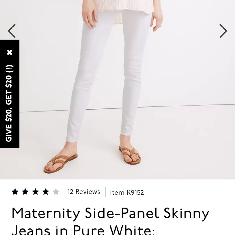 Madewell Maternity Side-Panel Skinny Jeans in Pure White: Adjustable Edition